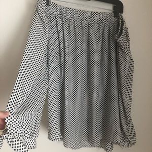Express off the shoulder blouse black and white